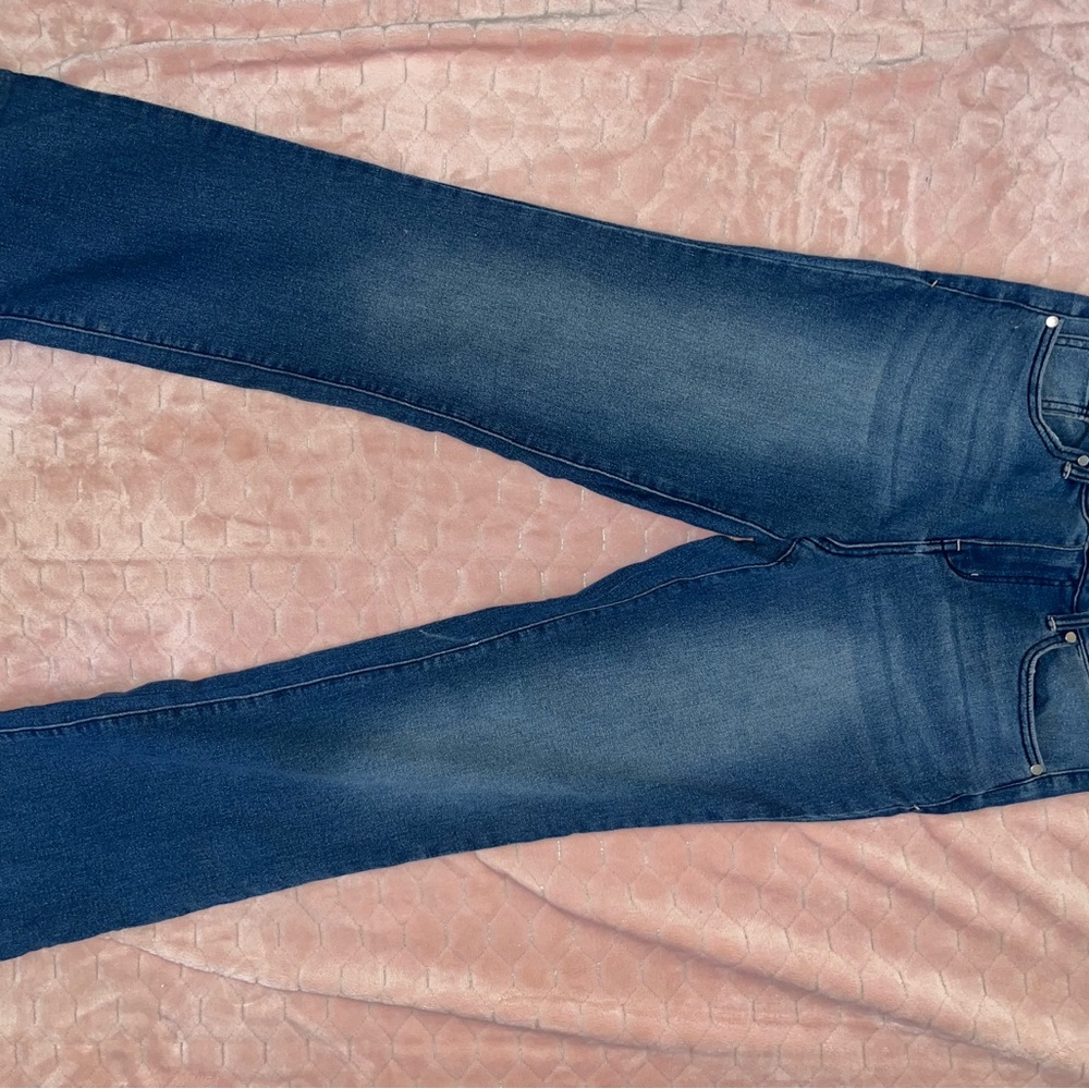 1822 Denim Blue HighRise Flare Jeans with Natural Fading